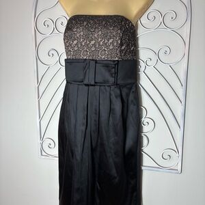 Elegant NEW Strapless Black Lace & Satin Cocktail Dress SZ 14 Wedding Guest LBD